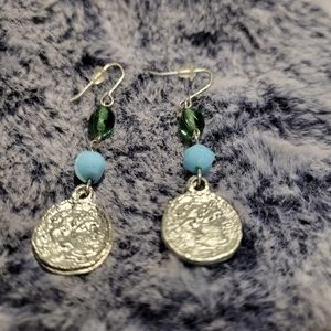 Silver coin like earrings